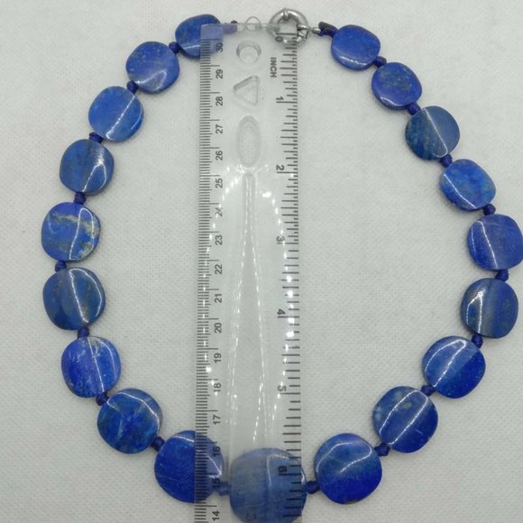 Lapis Lazuli Beaded Stone Necklace Choker, Tribal Stone Necklace, Beaded Necklac - Picture 7 of 7